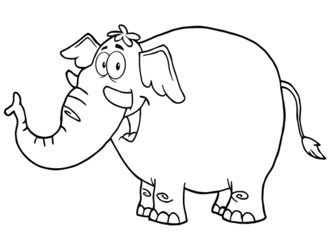 Happy Cartoon Elephant Coloring Page